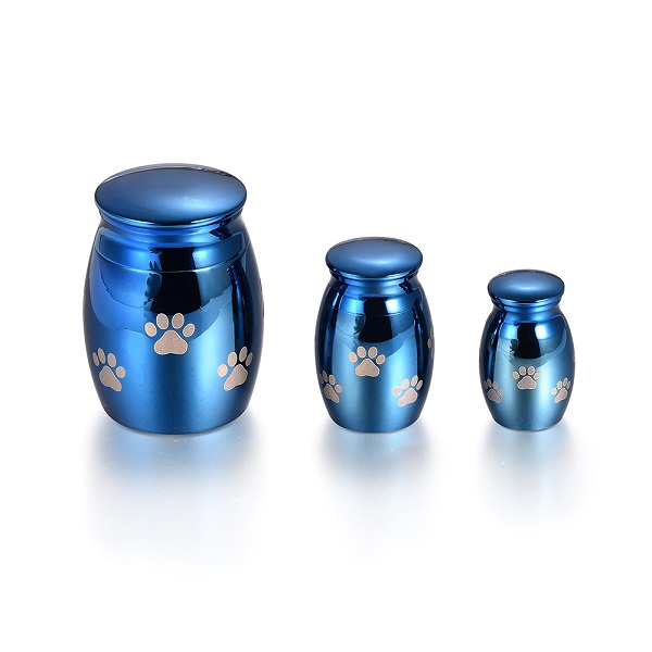 RVS Mini Urn Blauw Dierenpootjes