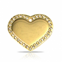 grote gouden dierenpenning hart met swarovski kristallen graveren personaliseren