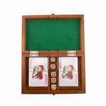 Houten Speelkaarten Doos met Dobbelmat