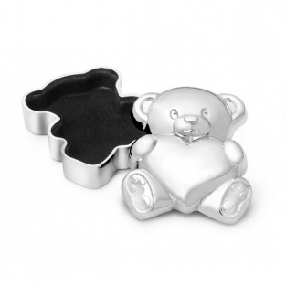 zilverstad beer met hart tandendoosje graveren / personaliseren