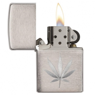 Zippo Benzine Aansteker chrome marijuana leaf design graveren personaliseren