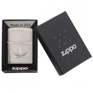 Zippo Benzine Aansteker chrome marijuana leaf design graveren personaliseren