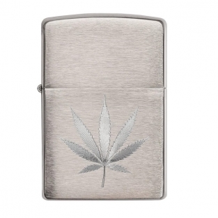 Zippo Benzine Aansteker chrome marijuana leaf design graveren personaliseren