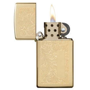 Zippo Benzine Aansteker Slim brass venetian graveren personaliseren