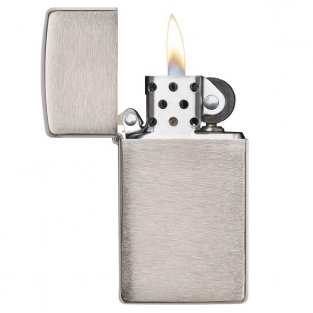 Zippo Benzine Aansteker slim brushed chrome graveren personaliseren