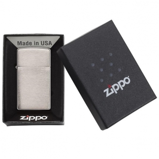 Zippo Benzine Aansteker slim brushed chrome graveren personaliseren