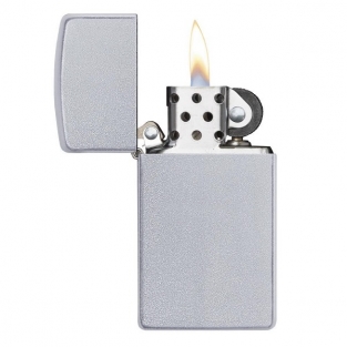 Zippo Benzine Aansteker Slim Satin Chrome graveren personaliseren