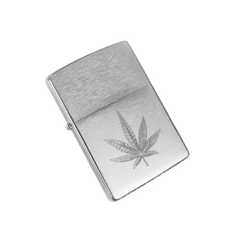 Zippo Benzine Aansteker Chrome Marijuana Leaf Design